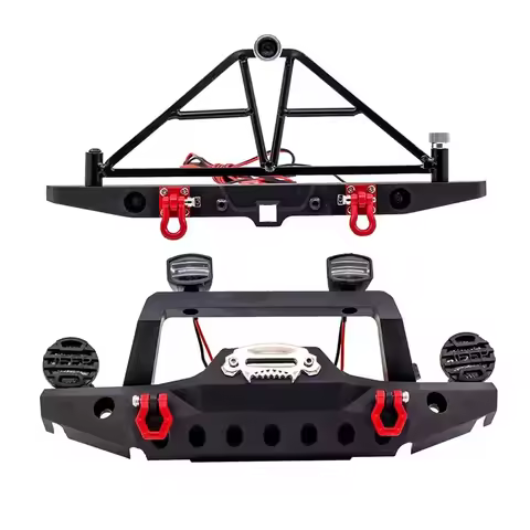Front Rear Bumper Metal RC Car Bumper with LED Lights for SCX10 90046 for TRX4 Axial for SCX10 iii A