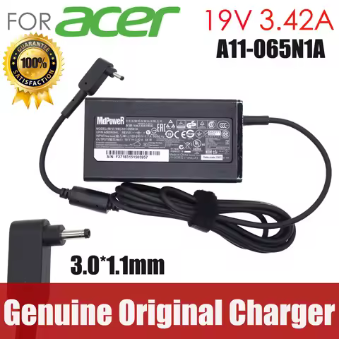 Original For ACER 19V 3.42A 65W 3.0*1.1mm laptop AC adapter charger Aspire S3 S5 S7 P3 Iconia C740 C