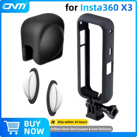 For Insta360 X3 Lens Cap Protector + Protection Frame + Lens Guards for Insta 360 X3 Protector Set A
