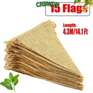 CRBWDK Burlap Pennant Banner, 4. Length 15 Pack Jute Hessian Flag Garland, Vintage Blank Canvas Desi