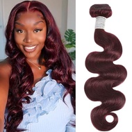 12A Soft Human Hair 99j Burdy Red Wine 3 Bundles and 2x6 HD Closure Body Wave 20 22 24 +20 Inch,Dark