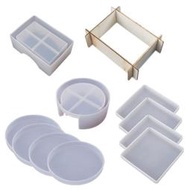 台灣現貨Siy 10Pcs 矽膠杯墊模具, 用於樹脂鑄造環氧樹脂杯墊模具套件, 包括 4 個方形 4 個圓形球體  露天