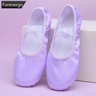 FOREVERGO Children Dance Shoes Satin Canvas Soft Sole Ballet Shoes Girls Woman Ballerina Yoga Gym Da