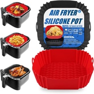 2-Pack Square Silicone Air Fryer Liners for 4-7QT, 8 Inch Silicone Air Fryer Liners Pot, Food Safe A