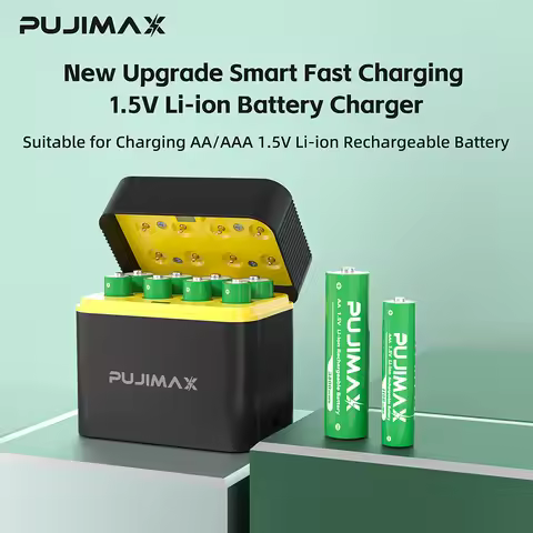 PUJIMAX Rechargeable 1.5V 8-Slots Battery Smart Charger For AAA/AA 1100mWh 3400mWh Rechargeable Lith