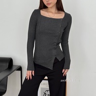 Ashoka [Sale] Top 3124 - Korean Knit Long Sleeve - Casual Women's Top - Korean Button Top