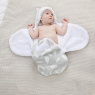新生兒連帽包巾嬰兒春秋襁褓睡袋寶寶安睡包被防踢被雙層羊羔絨毯