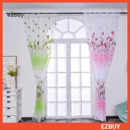 [EY] 1 Sheet Window Gauze Rod Pocket Design Pastoral Translucent Beautiful Printing Sheer Curtain Home Decoration