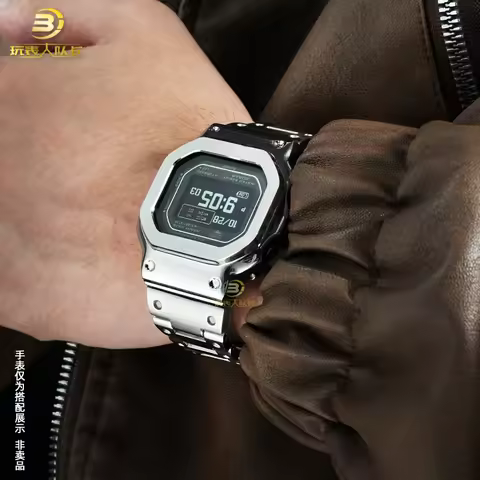 FOR Casio Small Square 3516 DW-H5600MB Series Modified Metal Case Shell Stainless Steel Watch Strap 