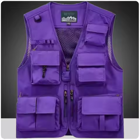Casual Lightweight Outdoor Fishing Work Safari Travel Photo Cargo Vest Men Jacket Multi Pockets Cycl