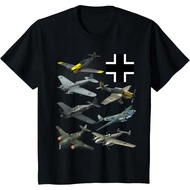 WW2 German Fighter Planes JU-87 Stuka Bf 109 ME 262 Fw190 T-Shirt