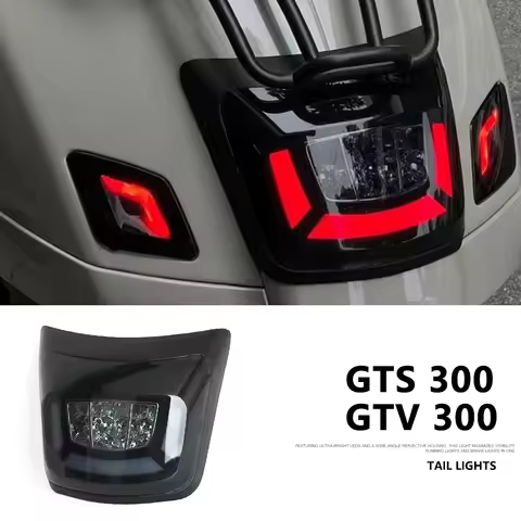 Motorcycle LED Tail Brake Light Red Smoke Lens Rear License Lamp Daytime Running Signal For Vespa GT