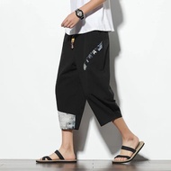 Hot Selling Chinese Style Cotton Linen 7/8 Length Mens Casual Pants Large Size XZ314A-1-K40-525 Loos