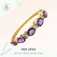 [Kedai Emas Gemilang] 60058 {YS} Purple Stone & Diamond Gold Bangle (5.5) (22.41G) [750 Gold]