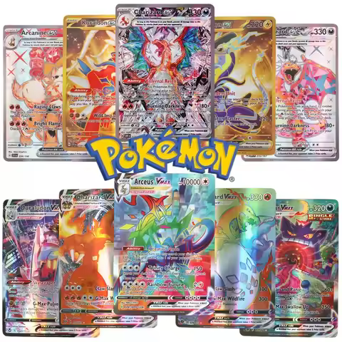 100Pcs English Pokemon Cards Holographic 80Vmax 20EX Rare card Shiny Arceus Charizard Pikachu Pokemo