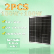 【2PCS 100W】grade A Solar panel 100watt 9BB Generate 600wh a day