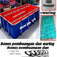 Dustyn - terpal kolam ikan lele nila plus rangka+bonus pembuangan ukuran 200x100x50 typeA12 korea