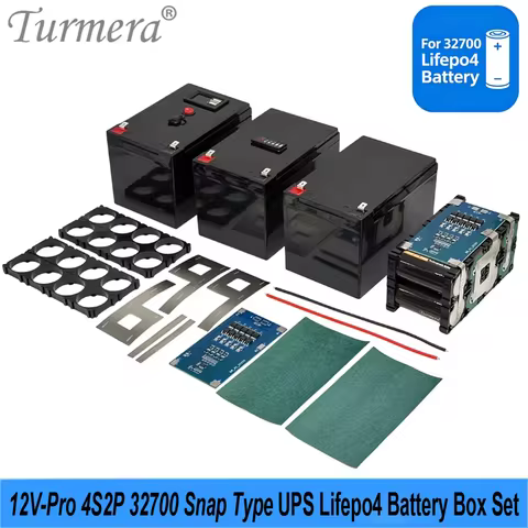 12V Pro Snap Type 32700 LiFePO4 Battery Box Kit 4S2P 12.8V 40A Balance BMS Holder Custom Displayer/U