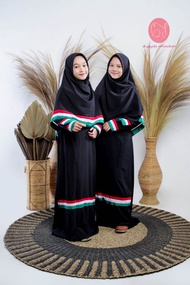 gamis set palestina anak +Khimar bahan wolfis premium