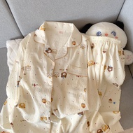 Japanese Cute Style Small Pumpkin Cloud Cotton Pajamas Womens Long Sleeves Spring and Autumn Student