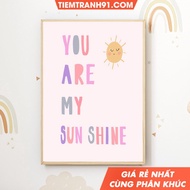 Tranh treo tường You Are My Sunshine Pink Nursery Decor Girl Nursery Kids Room Decor Pink Nursery