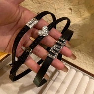 Black leather cord choker necklace, collarbone chain, sweater chain, niche versatile accessory neckl