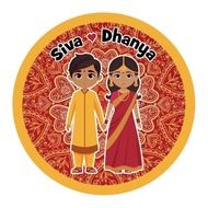 Customized Indian Couple Wedding Stickers - Deepavali Diwali Labels