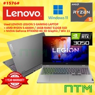 #1576 USED LENOVO IDEAPAD GAMINIG LAPTOP RYZEN 5-6600H 16G 512SSD RTX3050 RTX 3050 4G 1YEAR WARRANTY