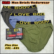 H&H BODY LOVE 5216  3 Pcs In I Box Men Briefs Underwear Plus Size 3XL-6XL Extra Biggest Size