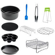 27cm Air Fryer Accessories 10-Piece Set Cake Basket Fryer Lining Recipe Suitable for 3.7 QT-6.8 QT