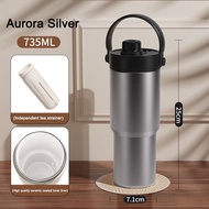 JIYAN2866 735ML Travel Mug 24OZ Inner Ceramics Cold Coffee Cup Easy to Use Portable Insulated Cup Gi