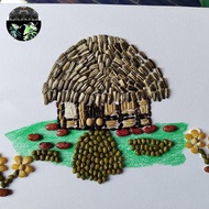 kolase biji bijian rumah adat papua