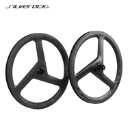 SILVEROCK Trispoke 3 Spokes Carbon Wheels 451 20in 1 1/8 or 1 3/8 Rim Brake Clincher for P8 TERN Ver