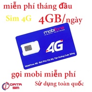 FREESHIP - CHƯA KÍCH HOẠT Sim 4G mobi local mỗi ngày 4GB nội mạng miễn phí có sẵn tháng đầu