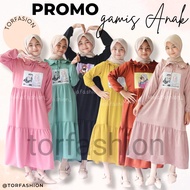 Gamis Anak Tanggung CRINKLE AIRFLOW 9-12 TH Gamis Cringkle Anak Midi dres Anak Gambar Print