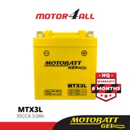 MOTOBATT Gel MTX3L Motorcycle Battery Premium Yuasa Replacement with AGM Technology Motor4all