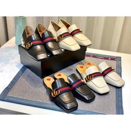 Gucci Pearl Heel Loafers - Square Toe Women's Casual Shoes