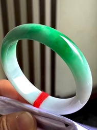 冰種 天然翡翠 緬甸 A玉 玉鐲 • 白底青翡翠福鐲