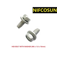 [READY STOCK] HEX BOLT WITH WASHER (M6 X 1.0 X 16mm)