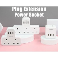 Multi Plug Extension Power Adaptor with USB, TESSAN Surge Protector Plugs Extension Sockets Wall Charger Adapter, UK 3 Pin Power Socket for Home, Office, Kitchen, PC