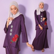 [Ramadan 2.2] Women Plus Size Baju Kurung Modern Muslimah Dresses Nami Blossom Floral Rose Embroider