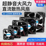 [Tawaran Istimewa] Kipas kuasa DC12v 24V berkuasa tinggi senyap 4/5/6/8/12CM kipas penyejuk casis de