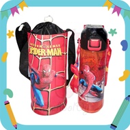 iSchoolDy Kids Spiderman Water Bottle 600ML Water Bottle Bag Set