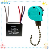 SUSSG 2pcs 3 Speed Fan Switch, Black Plastic Ceiling Fan Pull Chain Switch, Durable Copper Green 5 W
