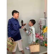 Children's plain blue and black ao dai