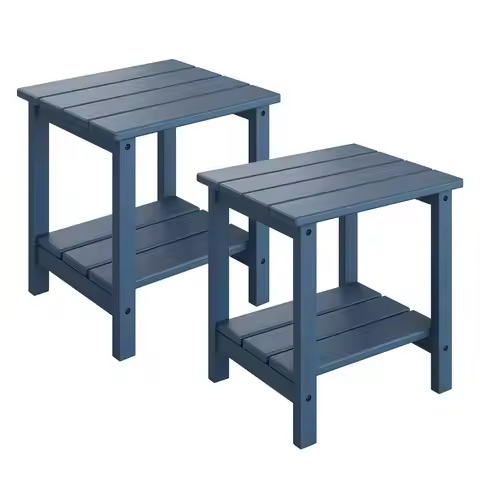 Adirondack Outdoor Side Table 18 x 15 in, HDPE 2Tier Patio Side Tables for Outside, AllWeather End T