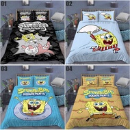 cadar SpongeBob Bedsheet SquarePants quilt cover beddings set fitted bedsheet Single/Super single/queen/king  korean cotton duvet Impostor Home Bedroom Comfortable Washable