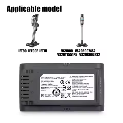 4000mAh New Original VCA-SBT90 For Samsung JET75 JET90 JET90E VS9000 Dust Collector Battery VS20R907