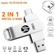2 IN 1 128TB 64TB 32TB 16TB 8TB 4TB 2TB 1TB USB 3.0 Flash Drive 2TB High-Speed Pen Drive Metal Water