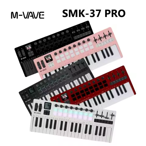M-VAVE SMK-37 PRO Portable MIDI Keyboard - with Smart Chord, 8 Encoders, 4/8 Faders, iOS Compatible 
